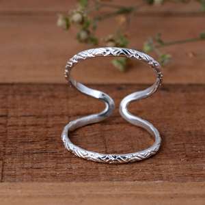SHYAM JEWELRS Vintage Teardrop Etched 925 Silver Luxury Unisex Wrap <b>Ring</b> <b>Adjustable</b> Double Band Finger Splint - Product Image 1