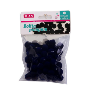 Pallina di ponpon Ilan da 1,5 cm blu navy per decorazioni artigianali, cucito e progetti fai da te - Product Image 1