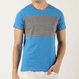 Nouveau T-shirt Homme Bicolore à Panneaux, Manches Courtes, Décontracté, en Coton Doux et Respirant, pour l'Été, Tenue Quotidienne Style Urbain - Product Image 1