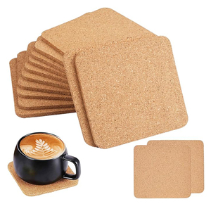Posavasos cuadrados de corcho, resistentes al calor, diseño sólido marrón, juego de 6. - Product Image 1