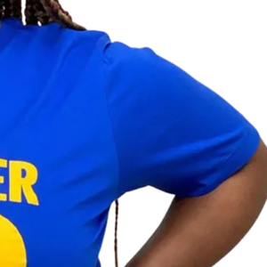 T-shirt décontracté à manches courtes imprimé bleu pour femme, col rond, haut d'été, mode streetwear, vêtement imprimé personnalisé - Product Image 5