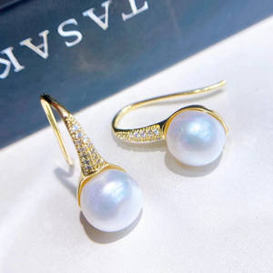 Pendientes de Perlas de Agua Dulce con Forma de Gota de Luz Intensa de 7-8 mm, Hebilla de Oreja Clásica con Múltiples Cuentas Templadas, Simples y Elegantes - Product Image 2