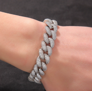 Pulsera de Cadena de Plata 925 de Lujo con Baño de Rodio y Diamantes Pavé, Corte Brillante Redondo, Microincrustaciones, Joyería Unisex para Uso Diario - Product Image 4