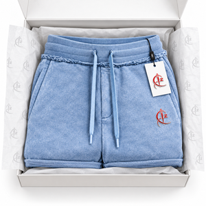 Shorts pour hommes délavés effet soleil, streetwear épais, vintage doré, déchirés et délavés à l'acide - Product Image 6