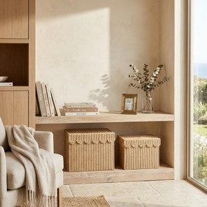 Cesta de Almacenamiento de Cuerda de Papel Trenzada con Borde Festoneado para Lavandería, Cesta Organizadora Multifuncional Ecológica para Artículos del Hogar - Product Image 6