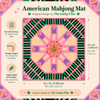 Tapis de Mahjong Américain Géométrique Rétro de Luxe Personnalisé 33 pouces, Housse de Table de Jeu Pliable en Néoprène Premium Antidérapante, Logo Personnalisé pour Poker