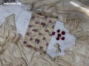 Designer Rangoli Silk with <b>Beads</b>-Pearl-Cutdana Handwork Border Saree- Printed & Work Blouse Set Woman Fashion Manufacturer - Product Image 5