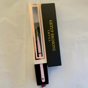 Pince à cils durable en acier inoxydable avec pointe lisse de 10 mm, poignée diamantée, pour volume russe 90°, longue 45°/courbe, boîte personnalisée de précision - Product Image 2