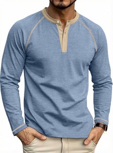Camiseta de Algodón de Lujo para Hombre, Tela Suave Premium, Corte Ajustado, Cuello Redondo, Estilo Urbano Minimalista, Manga Larga, Casual, Ecológica, 220g - Product Image 6