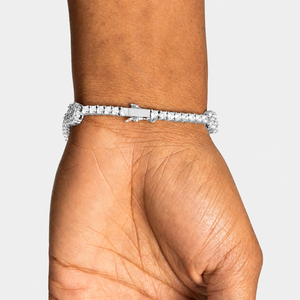 925 Sterling Silver Round Cluster CZ Tennis Bracelet for Women White Gold Plated Luxury Bridal Jewelry - Product Image 3