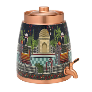 Distributeur d'eau en cuivre artisanal, récipient de service avec robinet de distribution facile pour café, hôtel, maison et cuisine - Product Image 1