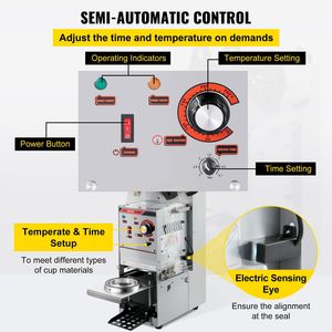 Macchina Sigillatrice Semi-Automatica per Tazze Boba in Argento, 300-500 Tazze/Ora, Diametro 90/95mm, per Sigillatura Tazze da Tè Confezionate in Foglio - Product Image 4
