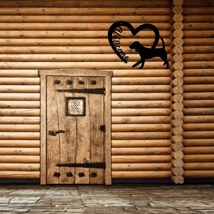 Insegna di benvenuto rustica in metallo stile farmhouse con ritagli a forma di cuore e cane per decorazioni da veranda, giardino, cortile - Decorazione da parete - Product Image 4