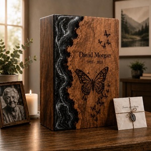 Personalized Natural Wood Finish Eco-Friendly Durable Wooden Cremation Urn 200-220 Cubic Inch Capacity <b>Memorial</b> <b>Box</b> - Product Image 4