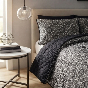 Juego de Cubrecamas Noko de 3 Piezas, Diseño Sólido con Pespunte en Diamante, Mezcla de Algodón T-150, Ropa de Cama para Toda Temporada, Uso Doméstico, Estilo Duradero - Product Image 2
