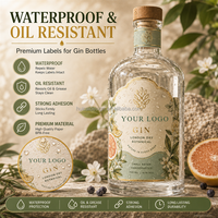 Étiquettes autocollantes personnalisées de luxe pour bouteilles de vin, gin, spiritueux, liqueurs, avec impression, estampage à chaud doré et gaufrage texturé