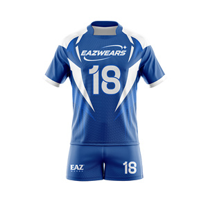 ชุดรักบี้พรีเมียม เสื้อทีมและกางเกงขาสั้นสั่งทำพิเศษ ผ้าแห้งเร็ว ระบายอากาศได้ดี รับผลิตแบบ OEM ODM แบรนด์ส่วนตัว คุณภาพสูง - Product Image 1