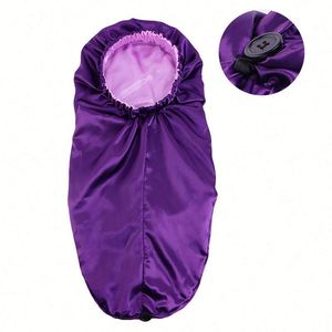 Bonnet en satin réversible à double couche avec logo personnalisé, extra long, avec bouton pour dreadlocks et cheveux bouclés - Product Image 1