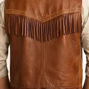 <b>Mens</b> Western Leather Fringe Vest Sleeveless Cowboy <b>Jacket</b> <b>Suede</b> Tassel Motorcycle Rodeo Festival OEM Premium OEM Apparel - Product Image 4