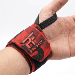 Bandes de compression élastiques en nylon personnalisées pour poignets, motif camouflage rouge, pour haltérophilie, entraînement en salle, powerlifting et fitness - Product Image 3