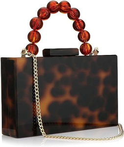 Pochette en résine unique faite à la main avec un design floral complexe, poignée en métal poli et fleur par blossom craft india - Product Image 2