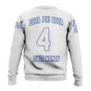 Zeta Phi Beta Women's Pullover Sweater 4 Finer Woman Crew Neck Full Sleeve 100% Cotton Printed Back Letter Design Casual Wear - Product Image 1