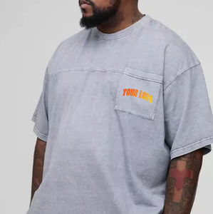 T-shirts formels personnalisés en coton tricoté à manches courtes pour hommes et unisexe, impression numérique, gris chiné, coupe classique, vente en gros - Product Image 2