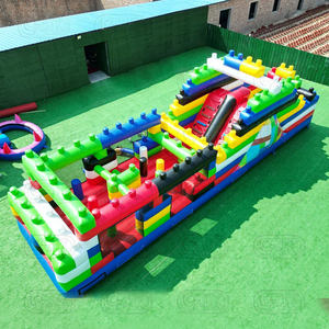 Carrera de obstáculos inflable comercial Castillo hinchable Combo Mega bloques de construcción Legao Themed Jumping Bounce House para la venta - Product Image 4