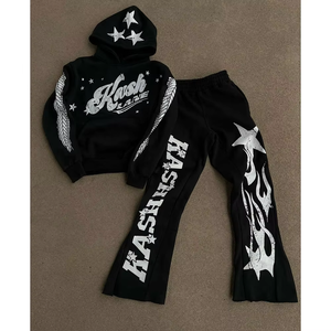 Conjunto de Sudadera y Pantalones Deportivos Estampados con Efecto Ácido, Estilo Casual Urbano, Ajustado, Ligero, para Parejas - Product Image 2