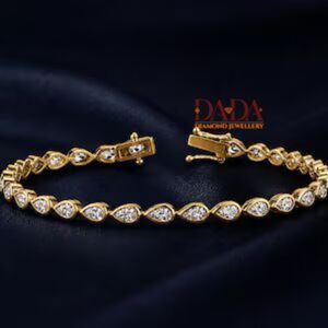 Elegante Pulsera de Diamantes Cultivados en Laboratorio con Corte Pera para Mujer, Diseño Clásico Halo, Joyería Fina, Delicado Diamante en Oro de 14K y Rodio - Product Image 1