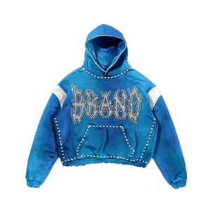 Sudadera con Capucha Oversize para Hombre, Gris, con Logotipo de la Letra B Bordado, Estilo Urbano, Tejida en Algodón, Sudadera con Capucha de Estilo Otoñal - Product Image 5
