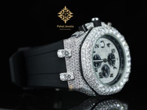Reloj Cronógrafo Pahal Jewels con Incrustaciones de Diamantes, Caja de Acero Inoxidable de 40 mm, Correa de Acero Inoxidable/Moissanita, Analógico, Estilo Moderno - Product Image 2