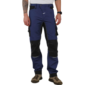 Pantalones de Trabajo Azules para Hombre con Múltiples Bolsillos, Tela de Lona Transpirable, Corte Recto de Peso Medio para Uso en Exteriores - Product Image 1