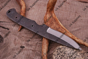 Couteau de chasse et de camping multifonctionnel à lame fixe en acier au carbone poli fait main, pointe tombante, manche en acier au carbone - Product Image 2