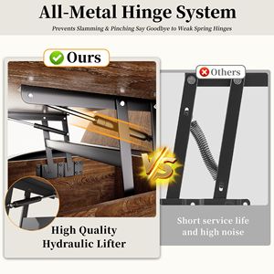 Tavolino da Caffè Rotondo con Piano Sollevabile da 31,5 Pollici, Stile Rustico Marrone, con Vano Portaoggetti e Gambe in Acciaio Resistente, Design Sicuro per Soggiorno - Product Image 4