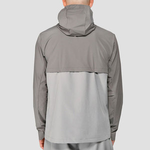 Veste de sport à capuche imperméable et respirante en polaire, bicolore rose et gris, avec fermeture à cordon, bandes réfléchissantes et logo frontal, pour l'hiver - Product Image 1