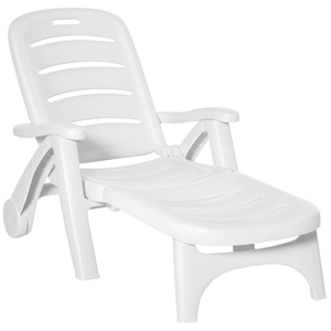 Chaise longue pliante d'extérieur à 5 niveaux réglables en fer et corde avec roues pour plage, patio et piscine - Product Image 1
