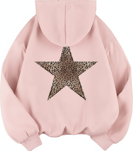 Sudadera con Capucha Unisex Erni Sports ES=MM=1477 2026, Estampado de Leopardo, Diseño Gráfico de Estrella DTG, Ropa Urbana de Invierno - Product Image 1
