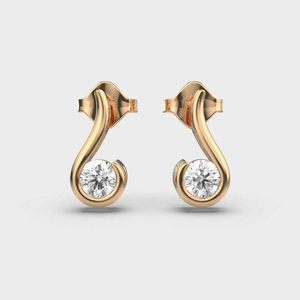 ZAWO HOUSE Stylish Rose Gold <b>Silver</b> Round Cut Diamond Push <b>Back</b> <b>Earrings</b> Tension Set Engagement Wedding Jewelry - Product Image 4