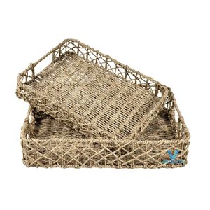 Bandeja de Servicio Personalizada, Ecológica, Tejida a Mano con Hierba Marina, de Grado Comercial, para Desayuno, Mesa de Café, Almacenamiento en la Cocina - Product Image 5