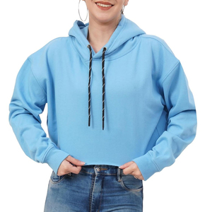 Sudadera corta con capucha de diseño nuevo y logotipo personalizado para mujer, informal, de algodón suave, con estampado, ecológica. - Product Image 1