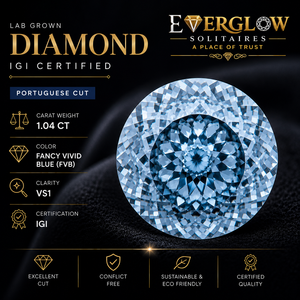 Diamante Cultivado en Laboratorio EVERGLOW de 1.04ct, Corte Portugués Azul Intenso, Certificado IGI, VS1, Diamante Suelto Redondo para Joyería - Product Image 1