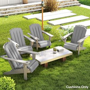 Set di 4 Cuscini per Sedie da Esterno in Schiuma ad Alta Densità Grigia con Lacci per Sedie Adirondack - Product Image 2