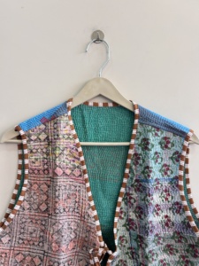 เสื้อกั๊กสไตล์วินเทจสำหรับผู้หญิงและผู้ชาย  ผ้าฝ้ายคันธา  ไม่มีแขน  มีกระเป๋า  ระบายอากาศได้ดี - Product Image 4