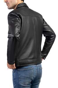 <b>Men</b> Classic Leather <b>Jacket</b> Genuine Leather Casual Outdoor Zip Front Comfortable Regular Fit Fashion Outerwear Winter Breathable - Product Image 2