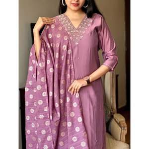 Hermoso Salwar Kameez de Algodón Color Oro Rosa para Fiestas, Talla XL, Top y Pantalón con Dupatta, Marca JC, Elegante Ropa de Fiesta - Product Image 5