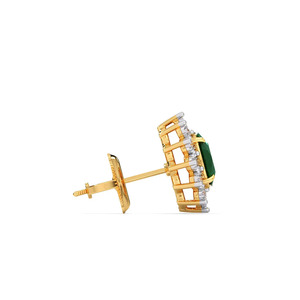 ต่างหูเพชรทรงรีมรกตประดับกรอบรัศมีแบบเรเดียนท์คลัสเตอร์ - Product Image 3
