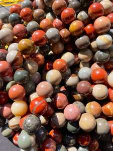 ลูกปัดหินแจสเปอร์ธรรมชาติทรงกลม สีน้ำตาล แดง เหลือง เขียว สวยงาม คุณภาพสูง ร้อยเป็นเส้นยาว 15.5 นิ้ว - Product Image 4