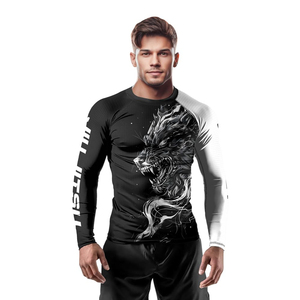 Rashguard de manga larga para mujer, tela elástica, logotipo personalizado, para artes marciales, grappling, entrenamiento, Rash Guard para hombre en venta - Product Image 1