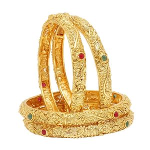 Haoqing Unisex 24K Gold Plated Bezel Setting Trendy Hexagon Shape <b>Copper</b>/Brass Ethiopian Bangle India Style Wedding <b>Bracelet</b> - Product Image 5